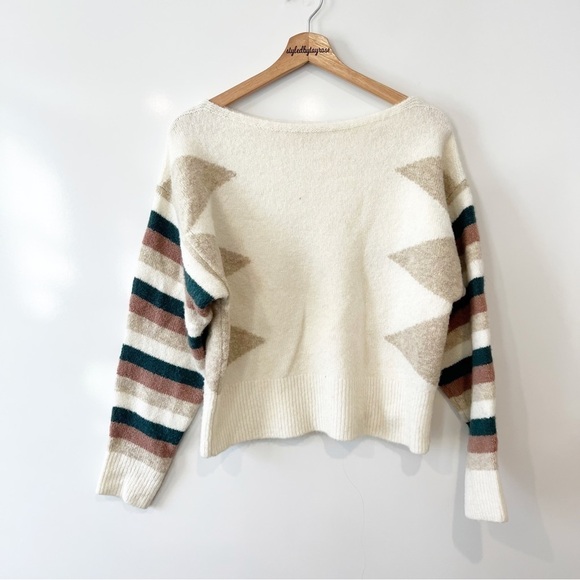 Madewell Stripe-Sleeve Geo Pullover Sweater - Picture 6 of 13